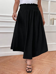 Women's Plus Solid Shirred Waist High Rise Maxi Skirt