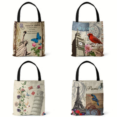Canvas Bag Urban Landmark Print Lightweight Shopper Handbag