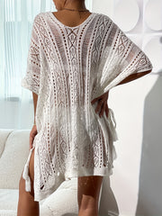 Boho Style Eyelet Hollow Knit Beach Cover Up Dress