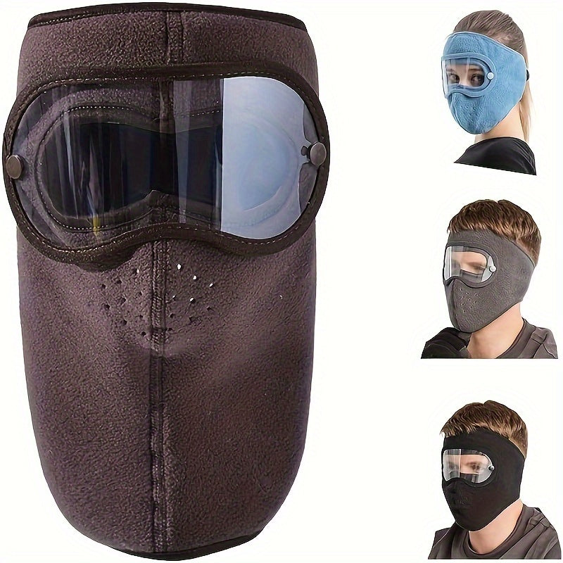 Winter Cycling Full Face Mask Dustproof Anti Fog Windproof Mask With Goggles