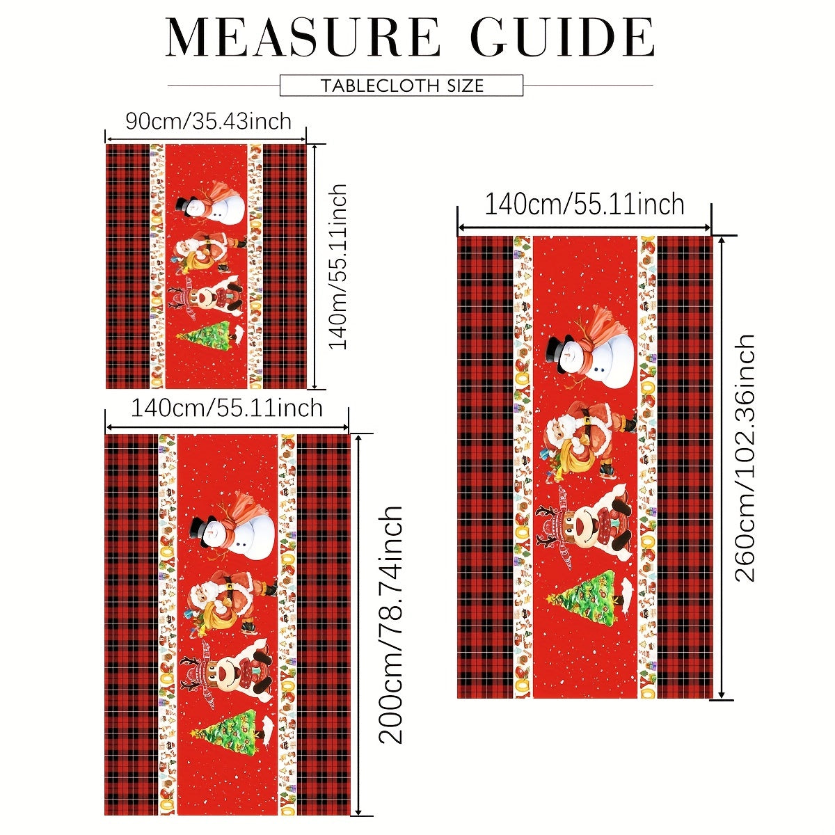 Polyester Tablecloth Merry Christmas Table Cover Christmas Tree Snowman Pattern