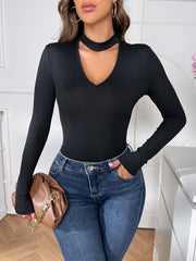Stylish Crew Neck Long Sleeve Bodysuit