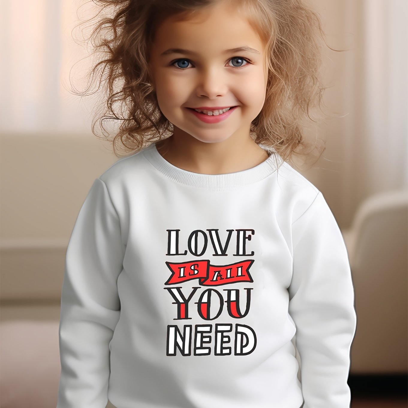 Girls Letters Pattern Crew Neck Sweatshirt For Spring Fall Christmas Gift