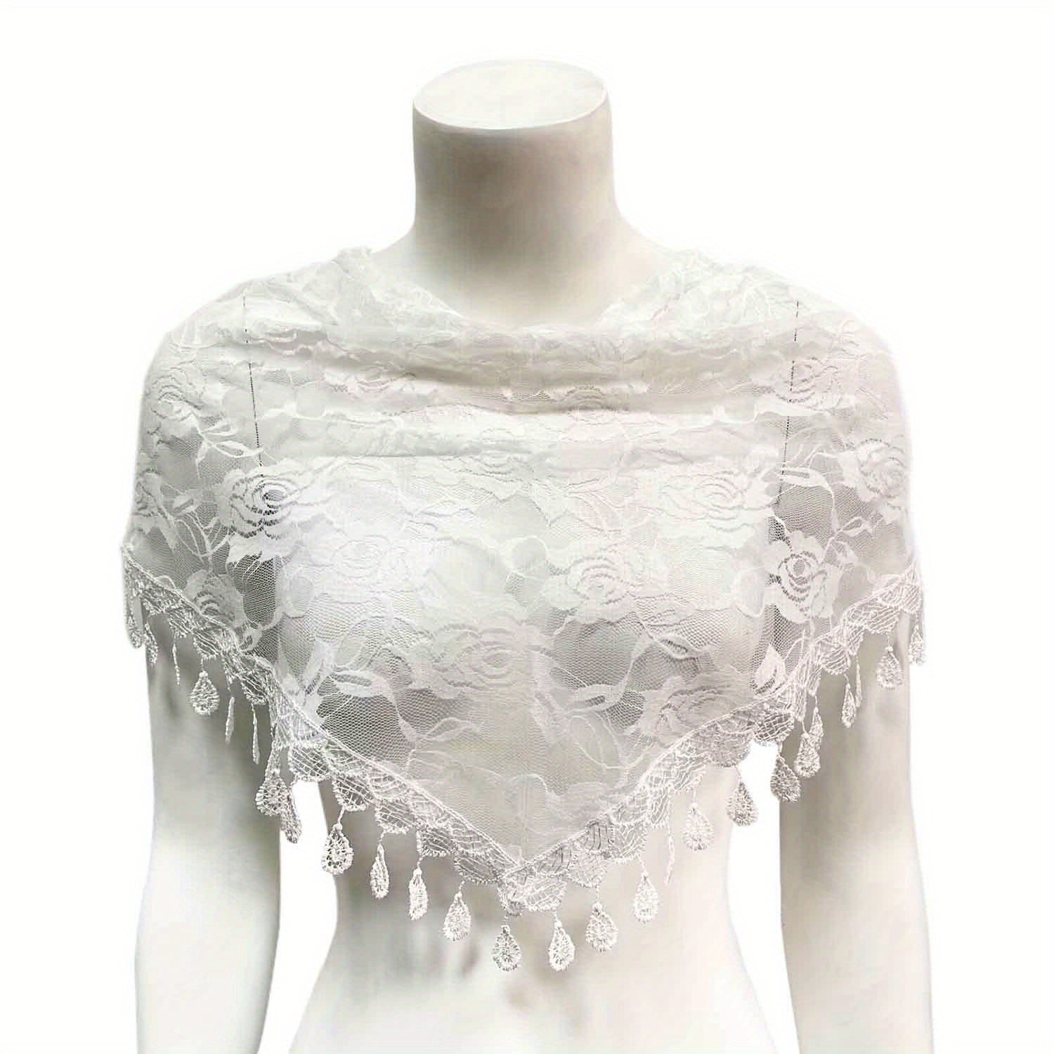 Flower Embroidered Lace Triangle Scarf Shawl Wrap Head Wrap For Daily Gift