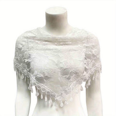 Flower Embroidered Lace Triangle Scarf Shawl Wrap Head Wrap For Daily Gift