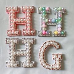 26pcs Alphabet Rhinestone Pearl Bead Letter Patch Stickers DIY Accessories
