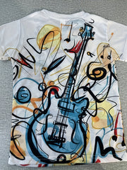 Boys' Guitar Sketch Tee 3D Print Active Stretch Summer T Shirt