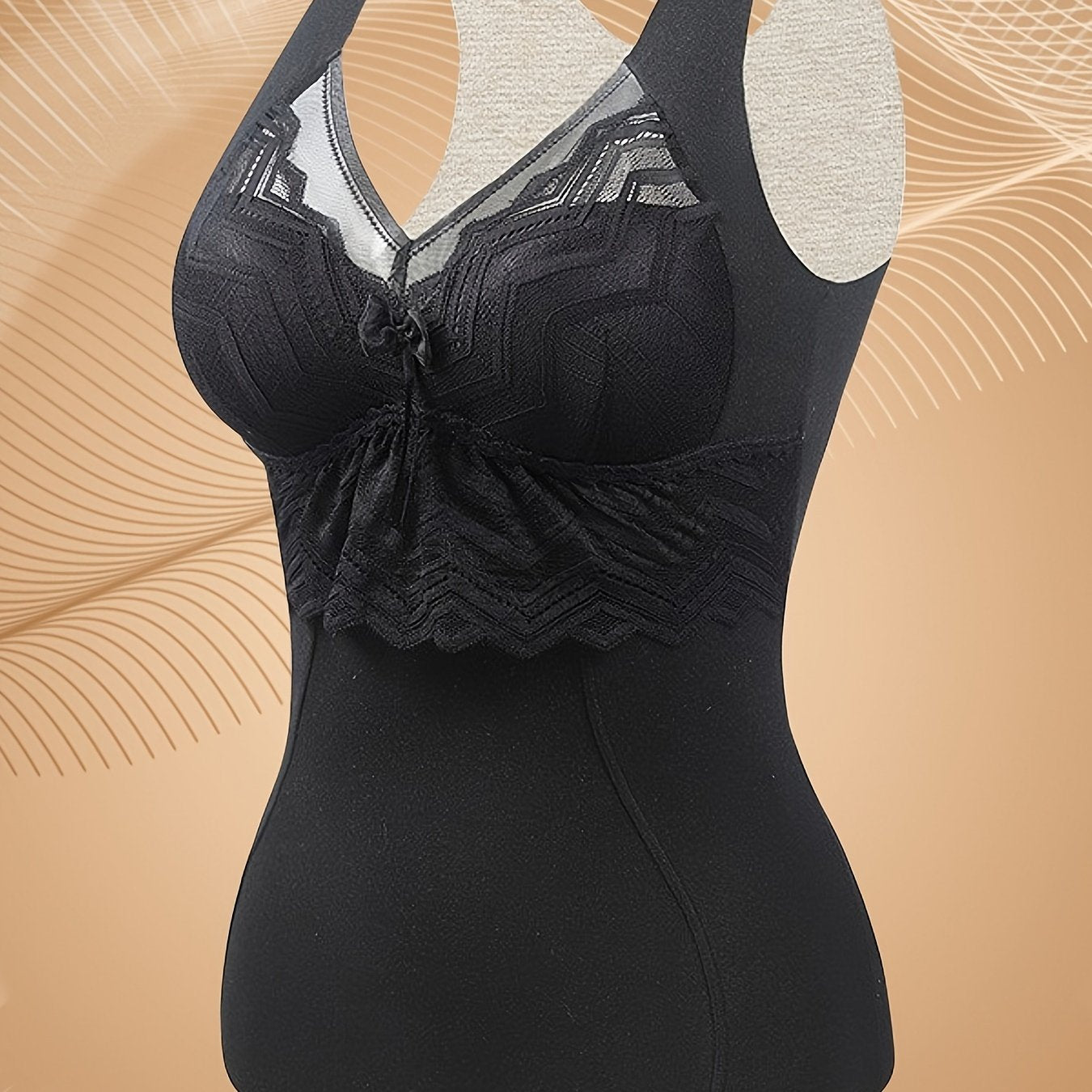 Lace Stitching Thermal Underwear Soft V Neck Sleeveless Top Women's Lingerie