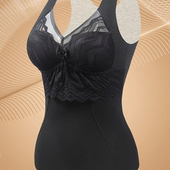 Lace Stitching Thermal Underwear Soft V Neck Sleeveless Top Women's Lingerie