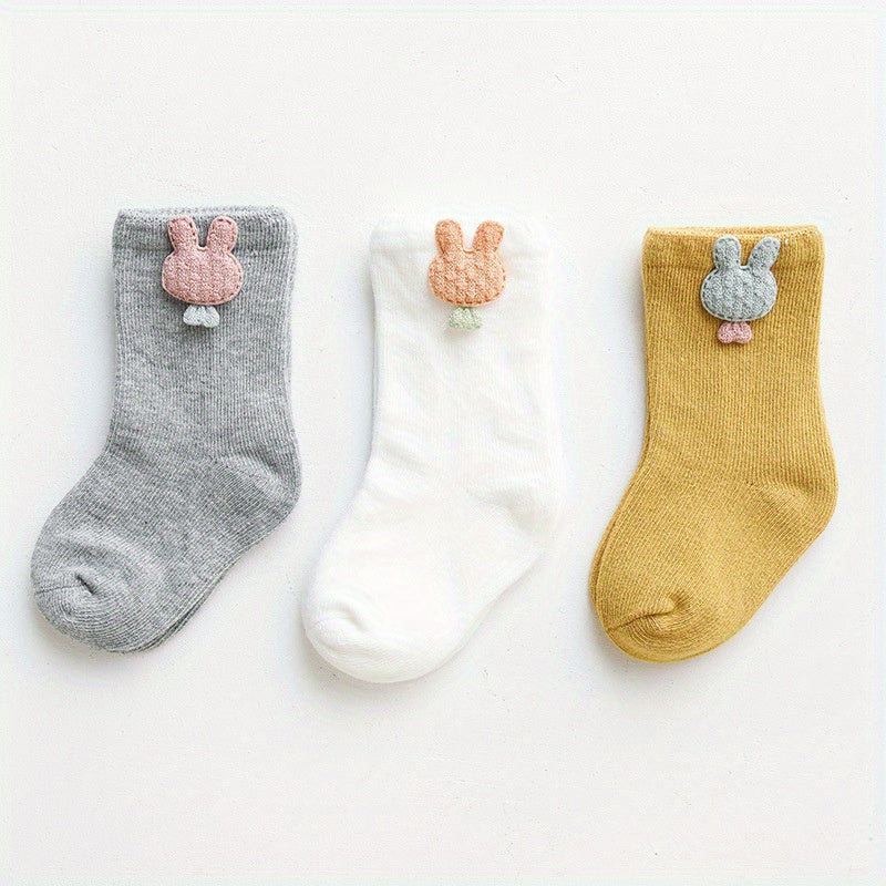 3 Pairs Cartoon Elephant Cloud Socks for Baby Girls Boys