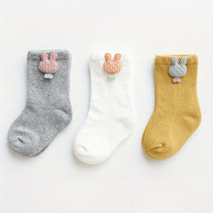 3 Pairs Cartoon Elephant Cloud Socks for Baby Girls Boys