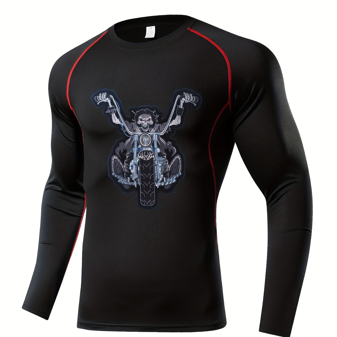 Skeleton Pattern Compression Shirts Men Long Sleeve Athletic Baselayer
