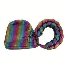Gradient Turban Cap Double layer Braided Hijab Hat