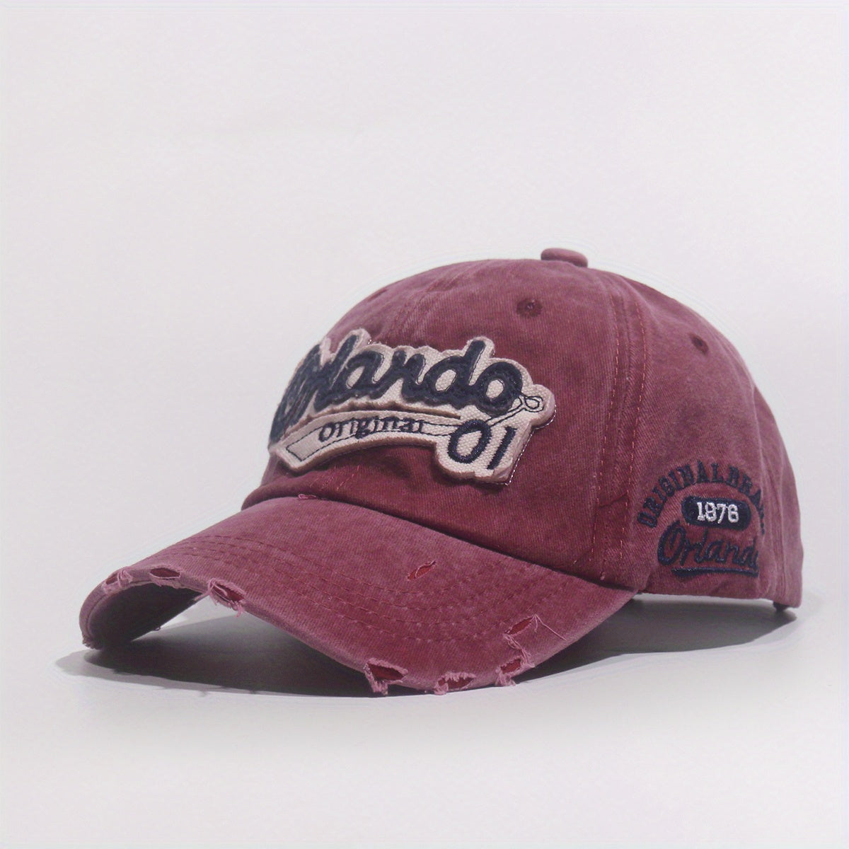 Men's Washed Cotton Hole Patch Baseball Cap
