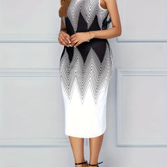 Women's Plus Colorblock Geometric Print Tank Dress