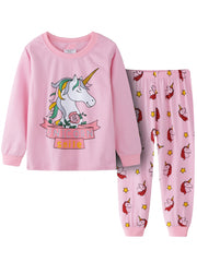 Girls Unicorn Print Pajamas Long Sleeve Top & Pants Set