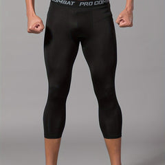 Men's Letters Pattern Compression Pants High Stretch Trousers