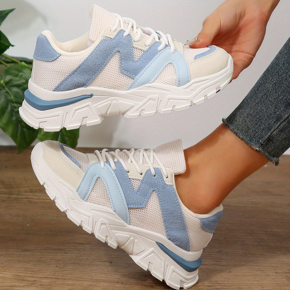 Women's Knit Mesh Platform Sneakers Low Top Running Shoes