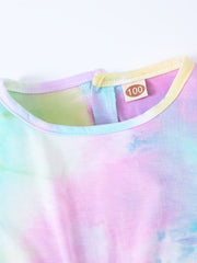 Girls Tie Dye Romper Short Sleeve Jumpsuit Kids Summer Clothes