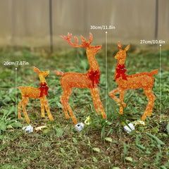 3pcs Glowing Deer Ornaments for Christmas Party Garden Decoration