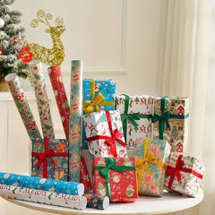 8pcs Christmas Gift Wrapping Paper Santa Claus Christmas Tree Cartoon