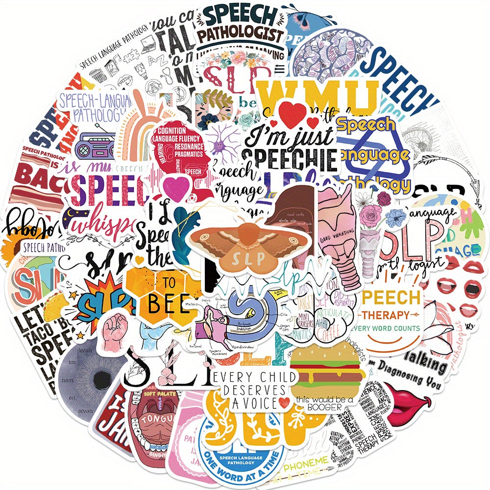 56pcs Speech Path Doodle Stickers Waterproof Art Decor Guitar Helmet Scrapbook