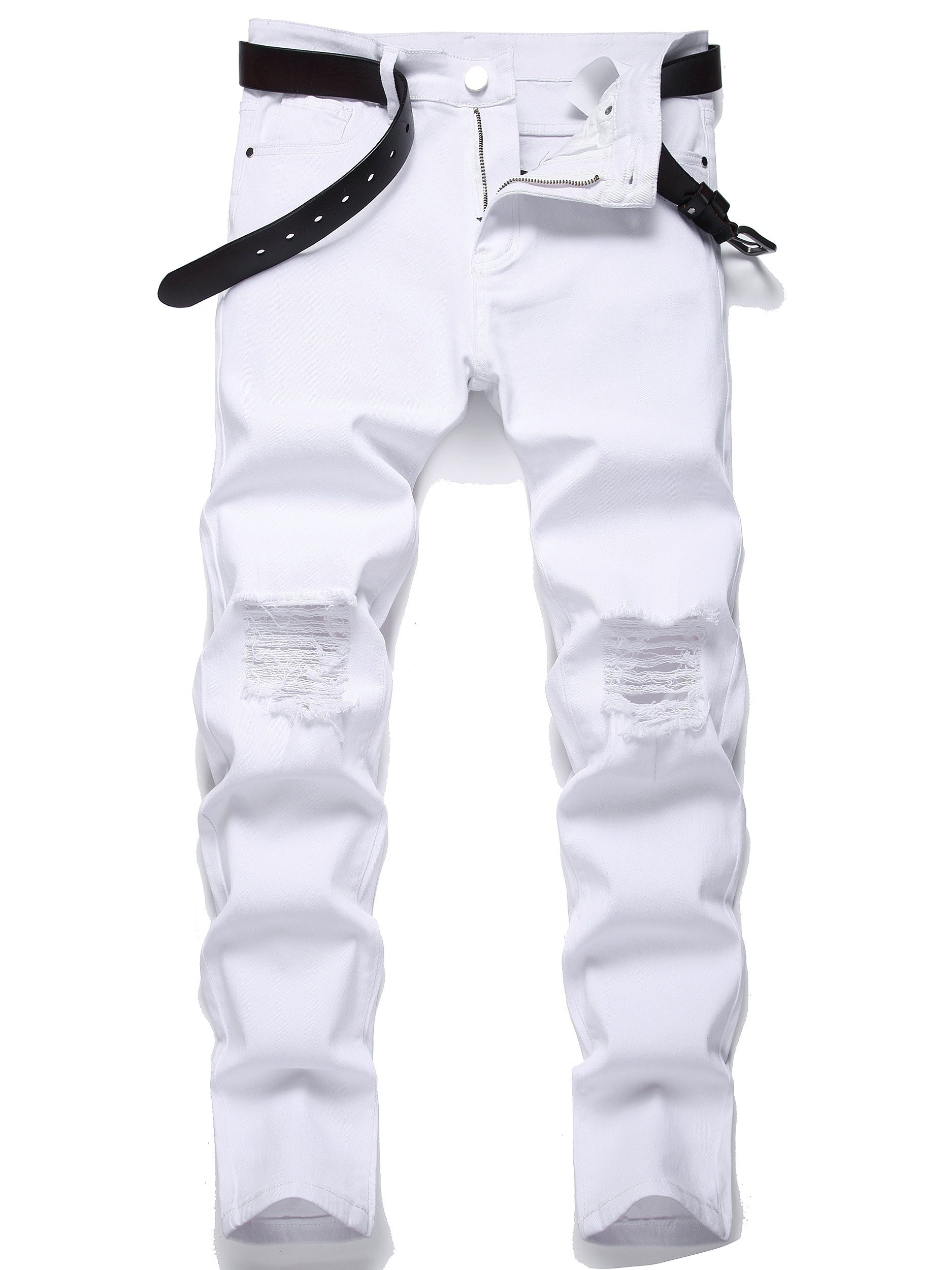 Men's Slim Fit Ripped Jeans Casual Stretch Slim