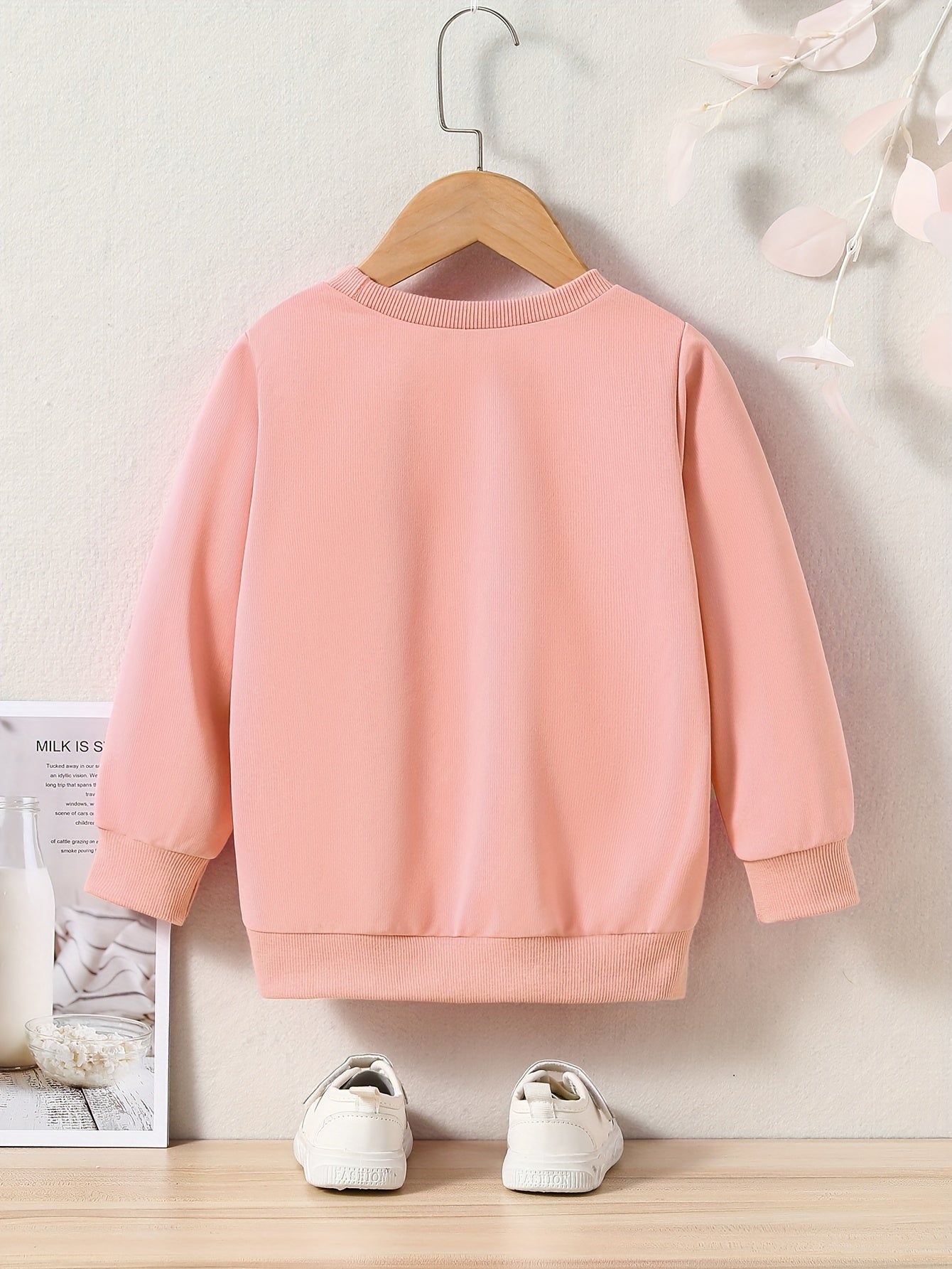 Girls Letters Pattern Crew Neck Long Sleeve Sweatshirt For Spring Fall