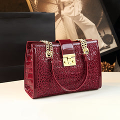 Red Crocodile Pattern Tote Bag for Women with Adjustable Strap