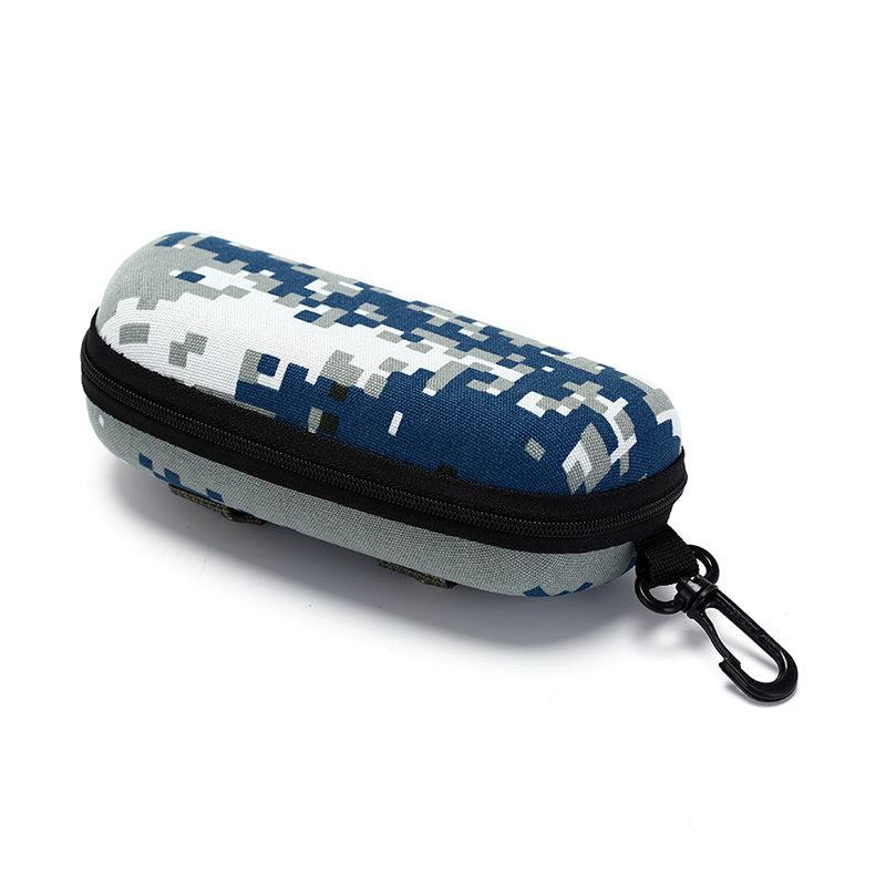Camouflage Outdoor Goggle Storage Case Zipper Hook Reading Glasses Box
