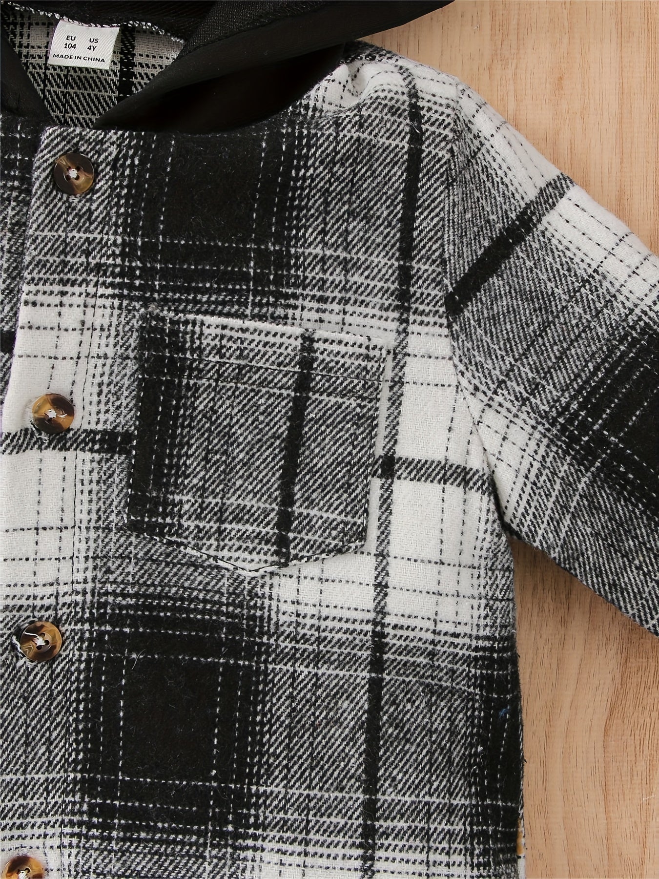 Plaid Pattern Boy's 2pcs Hooded Shirt & Sweatpants Set