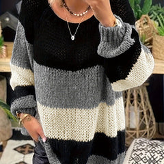 Colorblock Sweater Round Neck Jumper