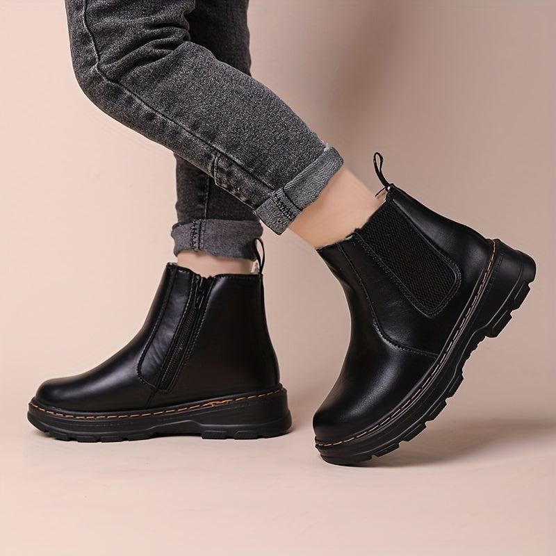 Casual Solid Zipper Boots for Girls Lightweight Indoor Outdoor Winter