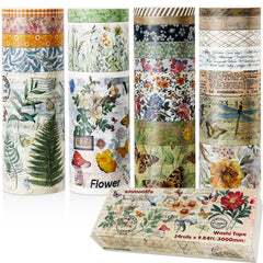 24pcs Plants Pattern Bronzing Washi Tapes Golden Foil Masking Tapes