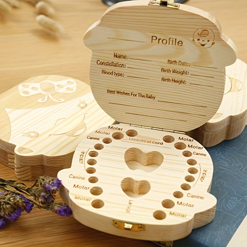 Baby Tooth Box Wooden Teeth Saver Box Children Keepsake Organizer