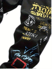 Arrival Men Jeans Male Washed Graffiti Jeans Casual Trousers