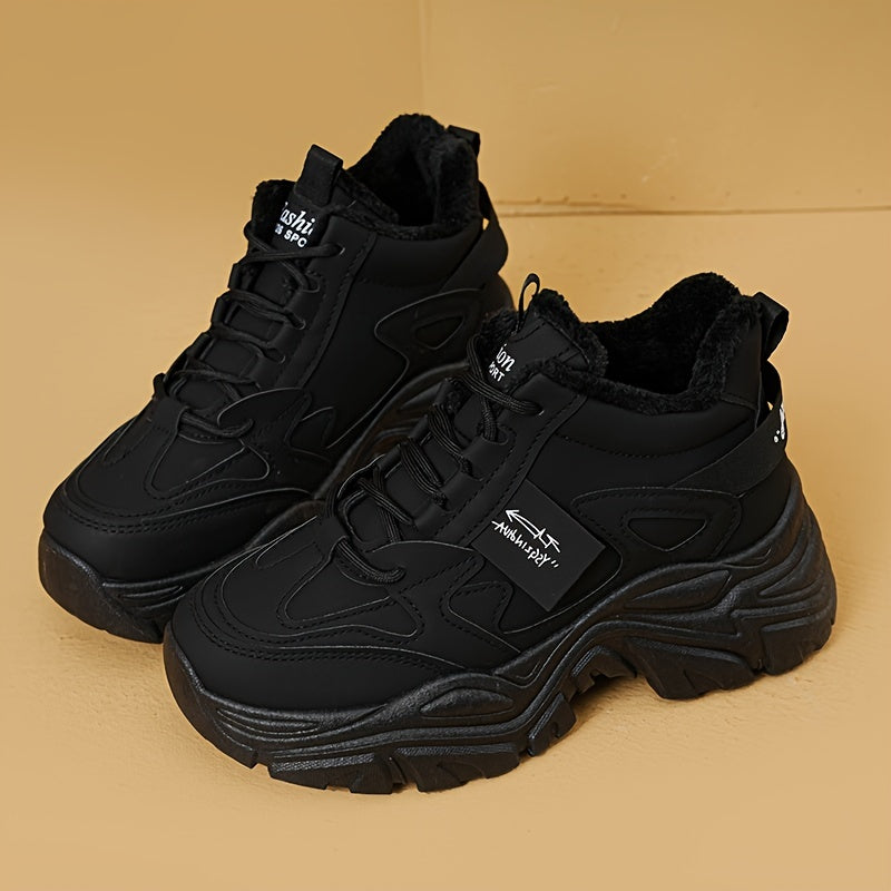 Plush Inner Chunky Sneakers Non slip Height Increased Casual Walking Shoes