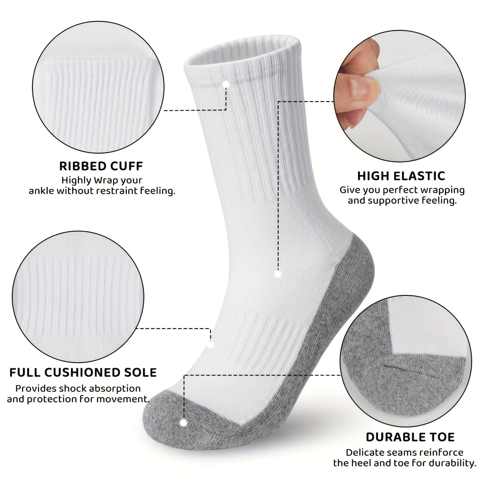 6 Pairs Boy's Mid Crew Sport Socks