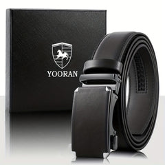 Men's Ratchet Belt Dress Adjustable Size Leather Belt Length Can Be Cut