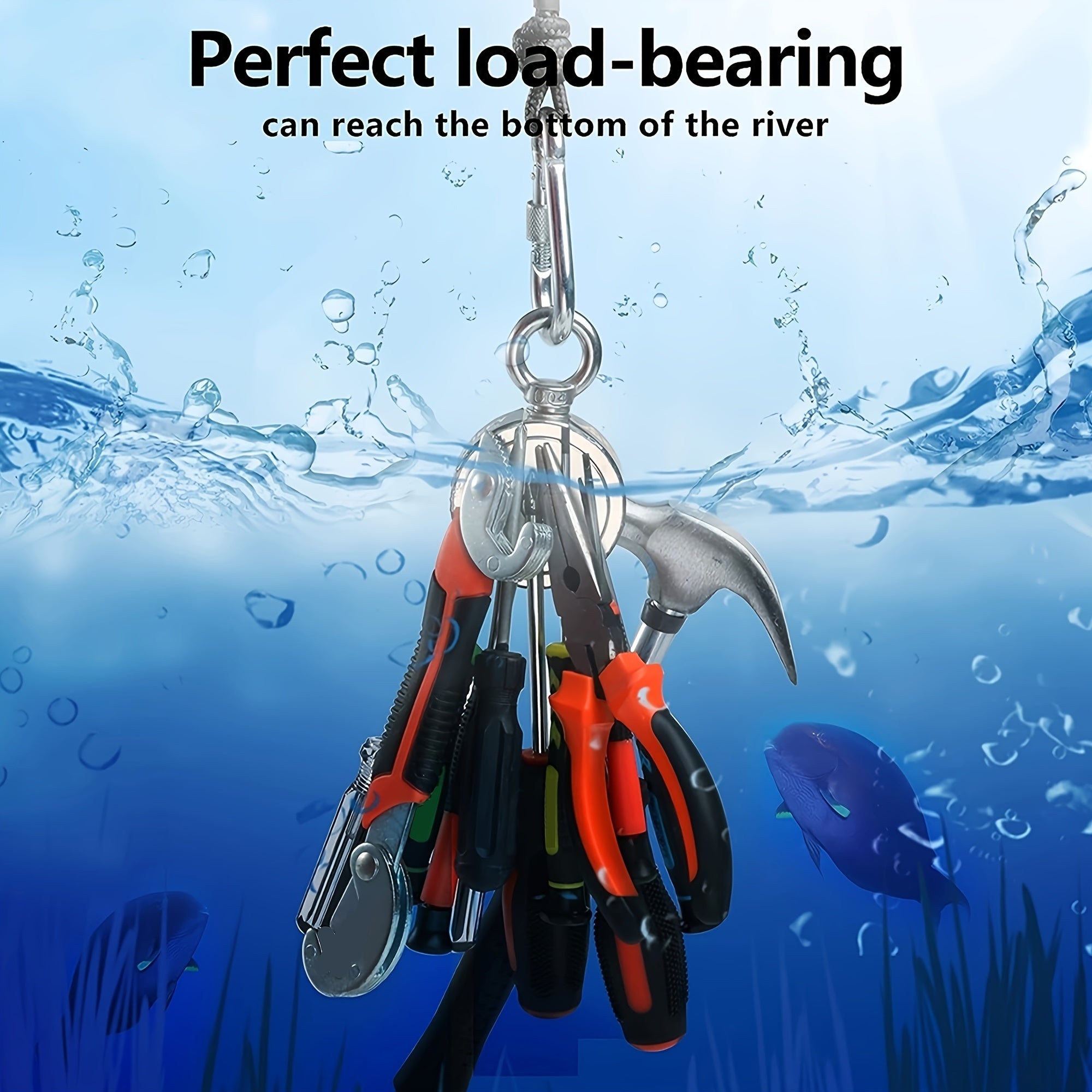 4pcs Fishing Magnet Kit - Outdoor Salvage Set With 65ft Rope, Gloves & Carabiner