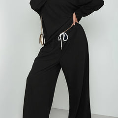 Casual Two Piece Set Solid Top & Wide Leg Pants