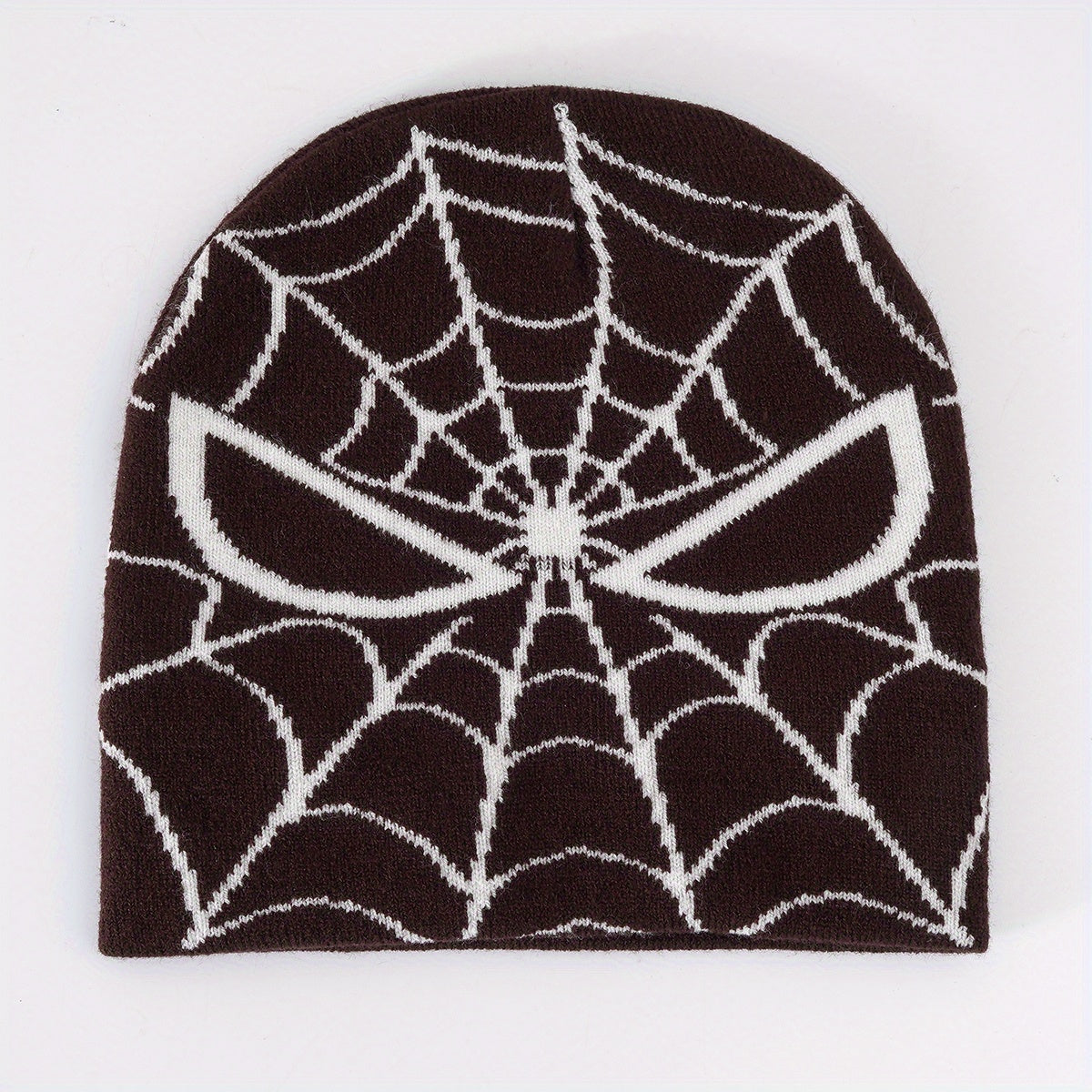 Y2K Beanie Spider Web Jacquard Knit Couple Skull Cap