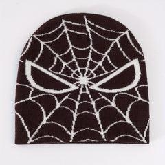 Y2K Beanie Spider Web Jacquard Knit Couple Skull Cap