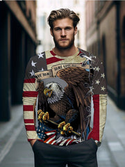 Eagle Print Men's Long Sleeve T-shirt for Autumn