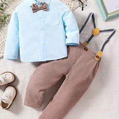 Toddler Boys Long Sleeve Shirt Pants Gentleman Dress Suit Outfit