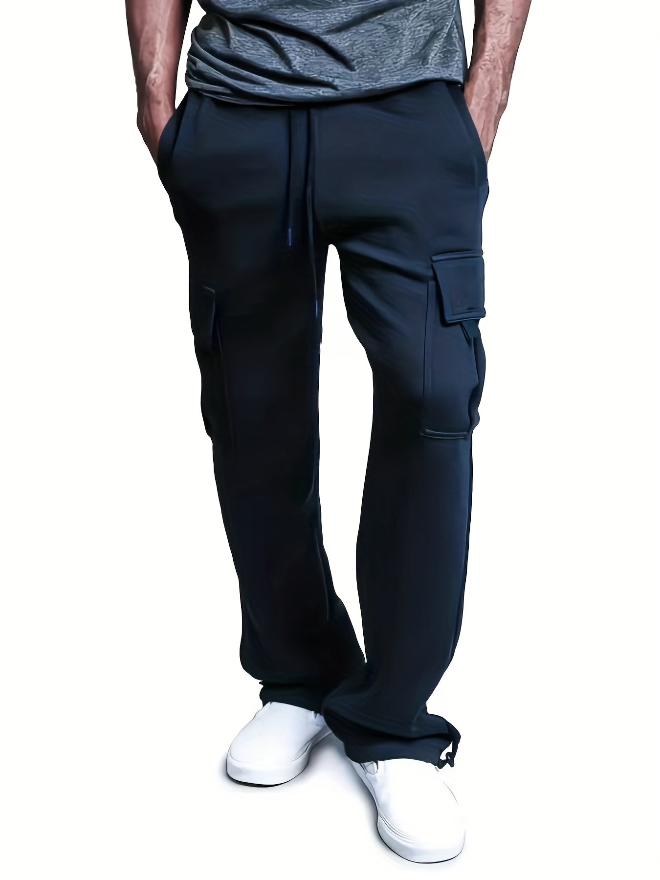 Men s Wool Lined Heavyweight Cargo Sweatpants Elastic Waist Jogger