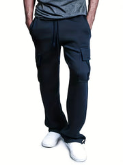Men s Wool Lined Heavyweight Cargo Sweatpants Elastic Waist Jogger