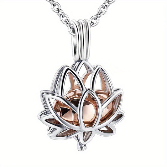 Lotus Flower Cremation Necklace with Keepsake Urn