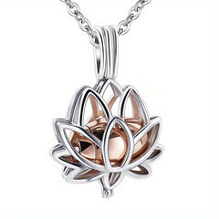 Lotus Flower Cremation Necklace with Keepsake Urn