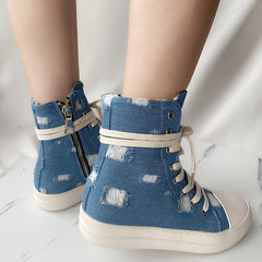 Women's Lace Up High Top Solid Sneakers